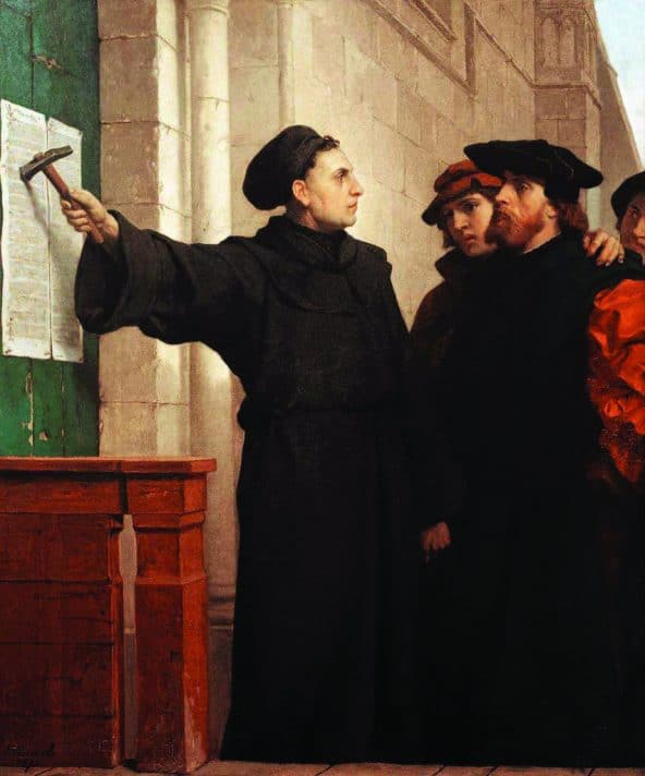 מרטין לותר תולה את דרישותיו על דלת הכנסיה // ציור נאת פרדיננד פאוולס