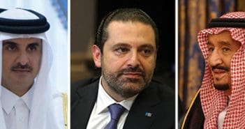 משמאל לימין: תמים אל ת'אני, אמיר קטאר; סעיד ח'רירי, ר"מ לבנון; סלמאן, מלך סעודיה